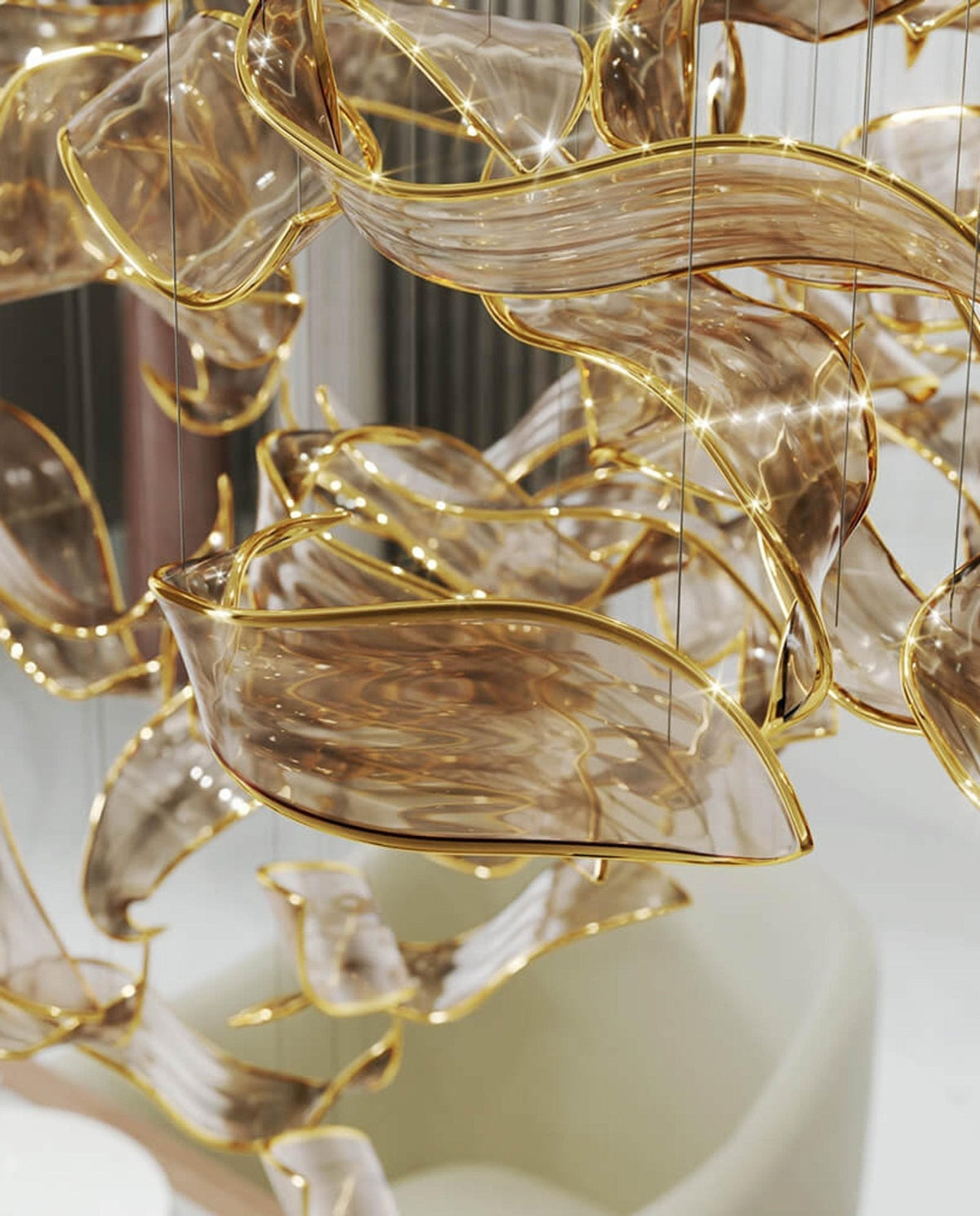 Velelora lámpara de araña Cascading Leaf Luxe