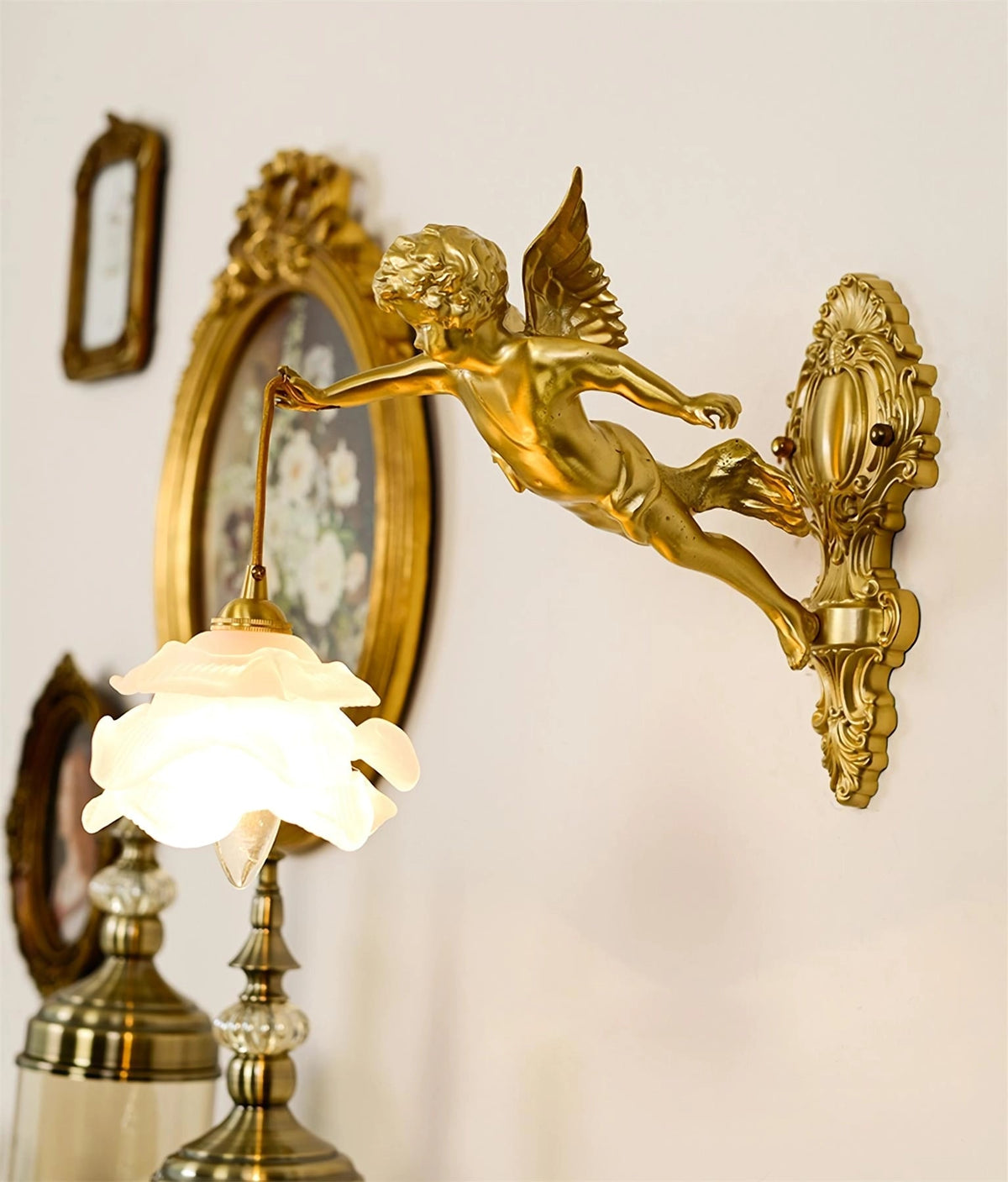 Bex aplique de pared Flying Angel de vidrio