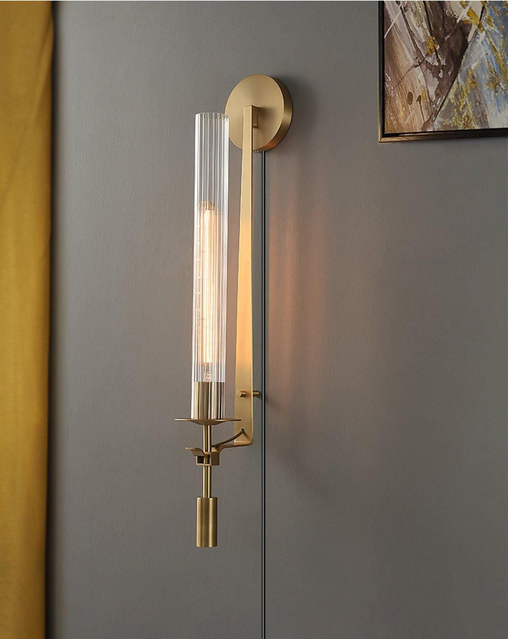 Ceshaisra aplique de pared en latón con vidrio y enchufe enchufable