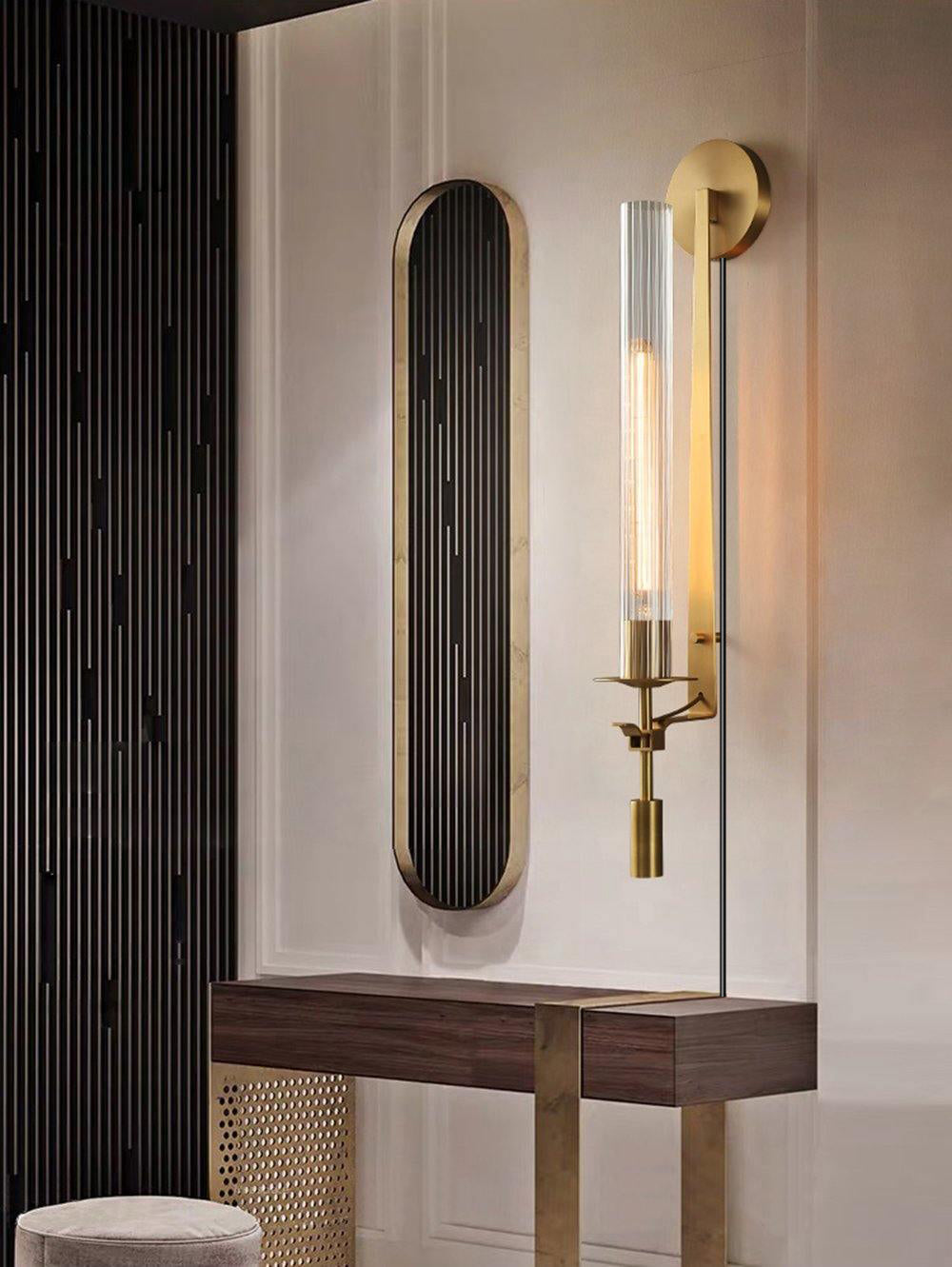 Ceshaisra aplique de pared en latón con vidrio y enchufe enchufable