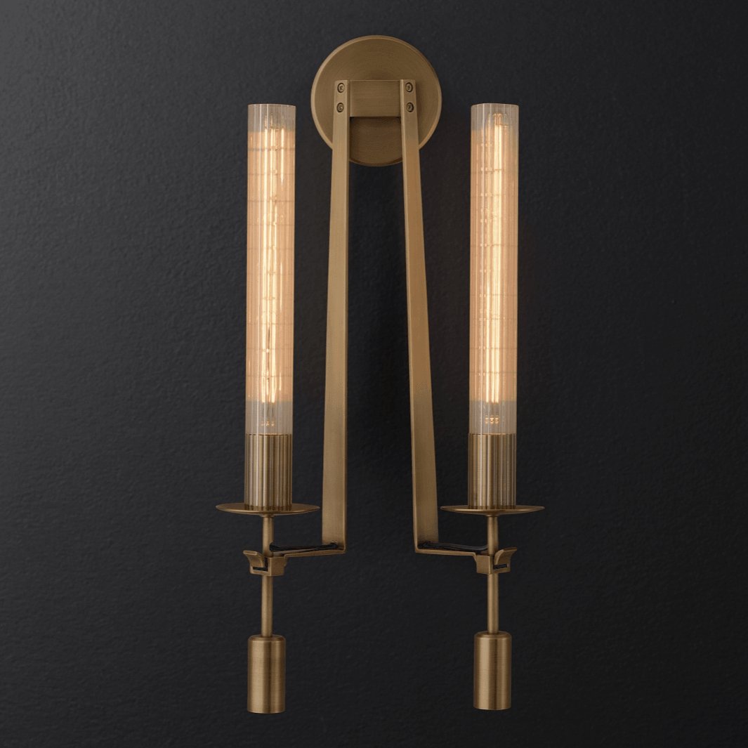 Veloora aplique de pared minimalista en latón con vidrio esmerilado