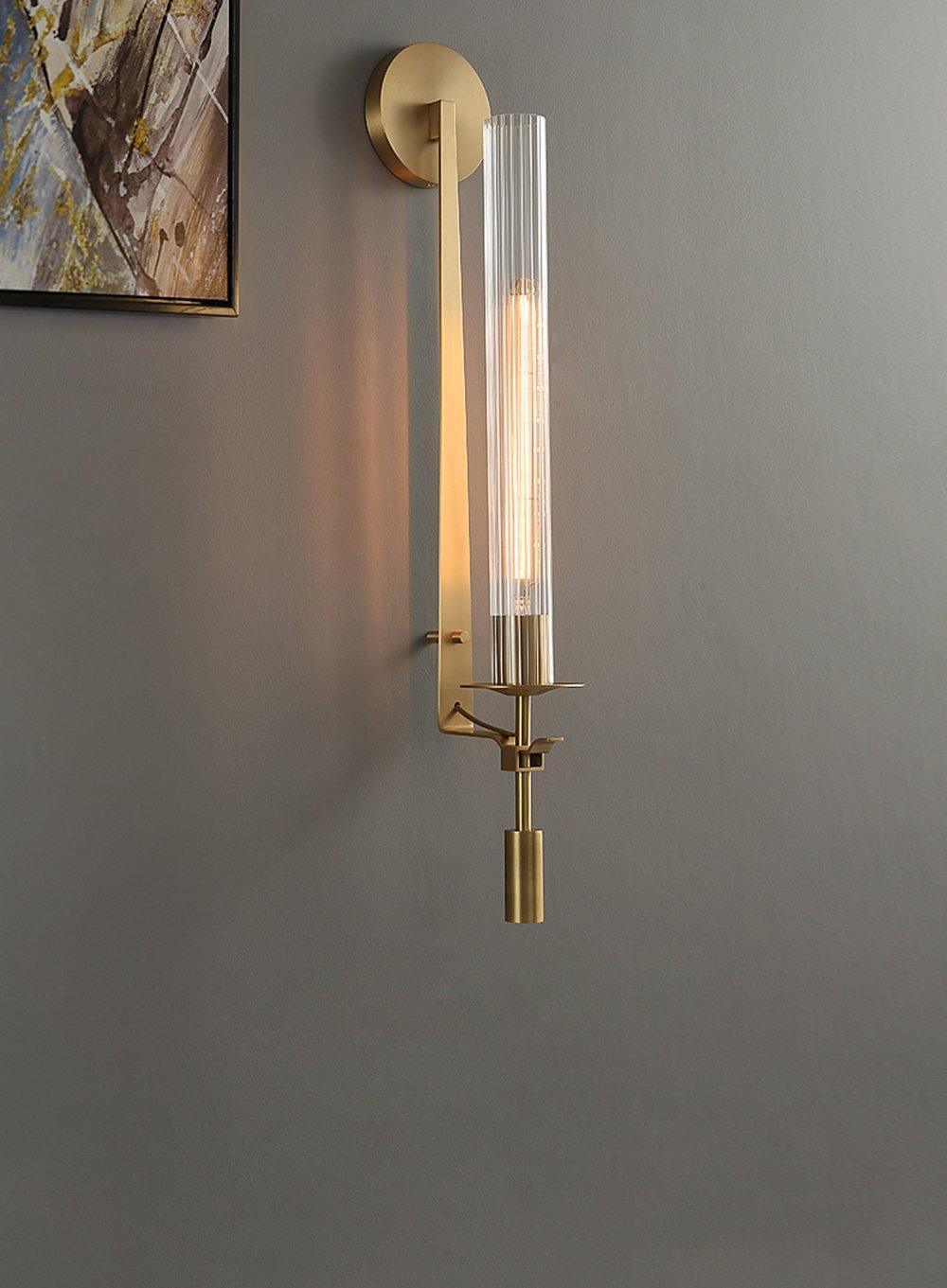 Ceshaisra aplique de pared en latón con vidrio y enchufe enchufable