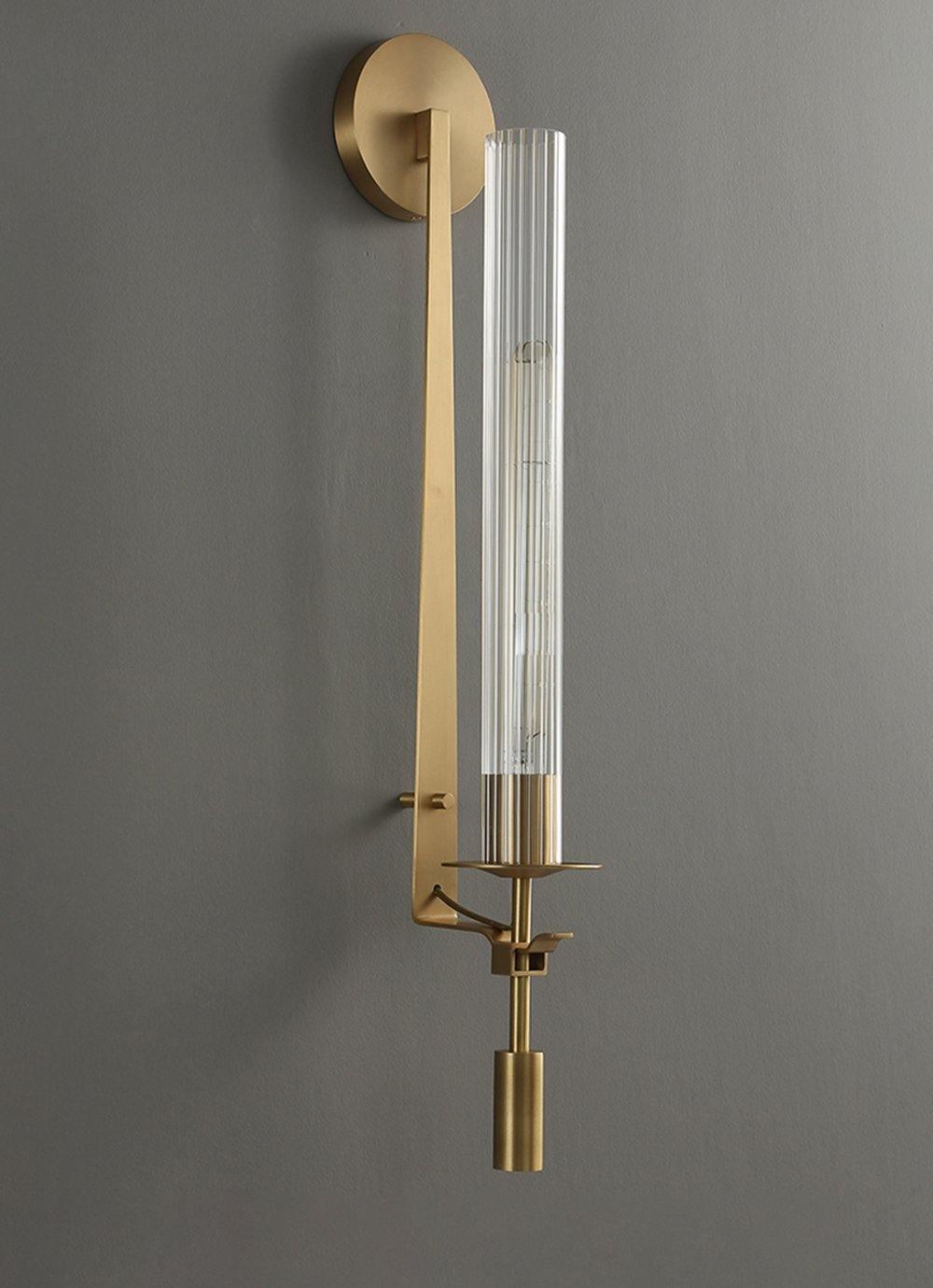 Ceshaisra aplique de pared en latón con vidrio y enchufe enchufable