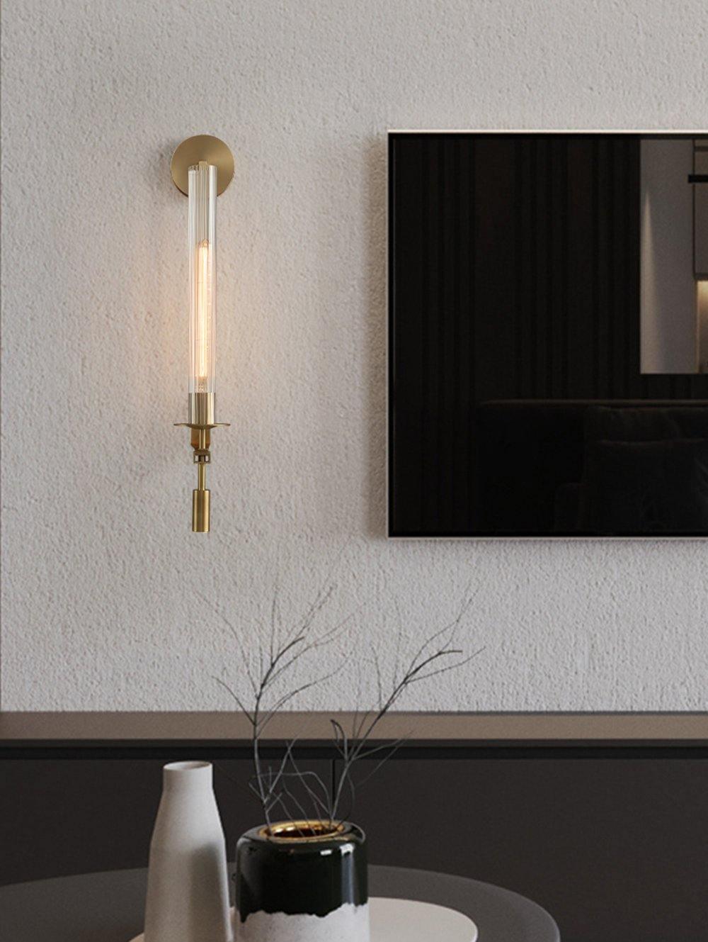 Ceshaisra aplique de pared en latón con vidrio y enchufe enchufable