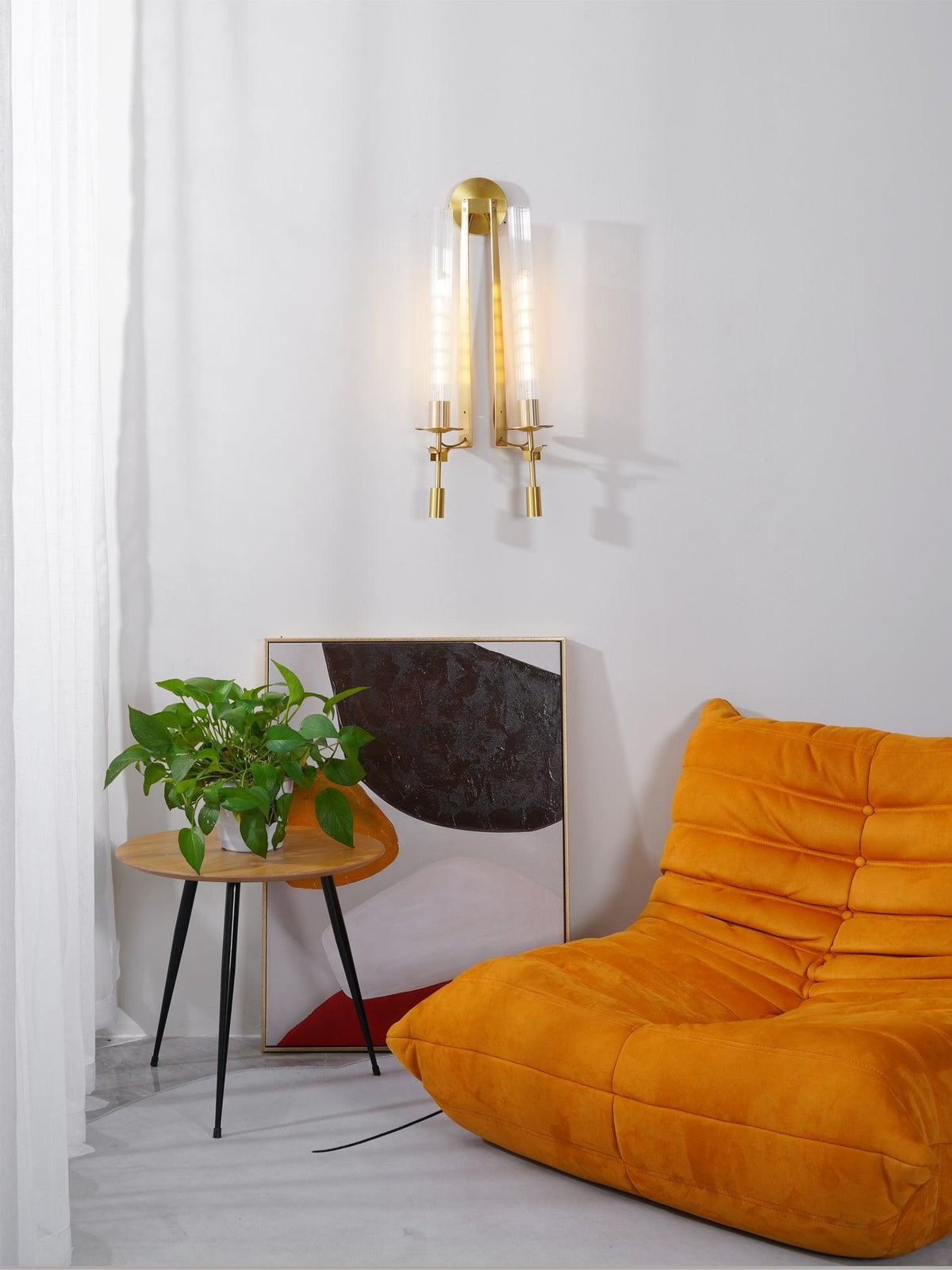 Ceshaisra aplique de pared en latón con vidrio y enchufe enchufable