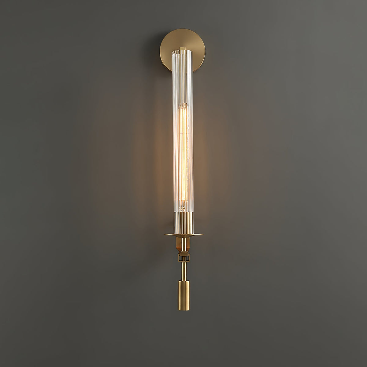 Veloora aplique de pared minimalista en latón con vidrio esmerilado