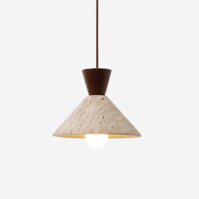 Caliva lámpara colgante con forma de sombrero de travertino natural