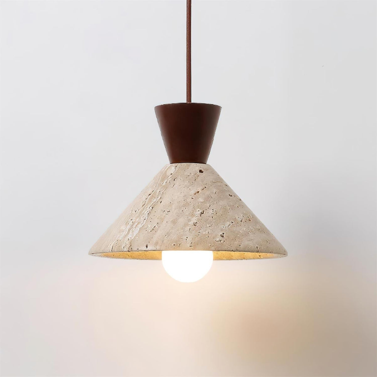 Caliva lámpara colgante con forma de sombrero de travertino natural