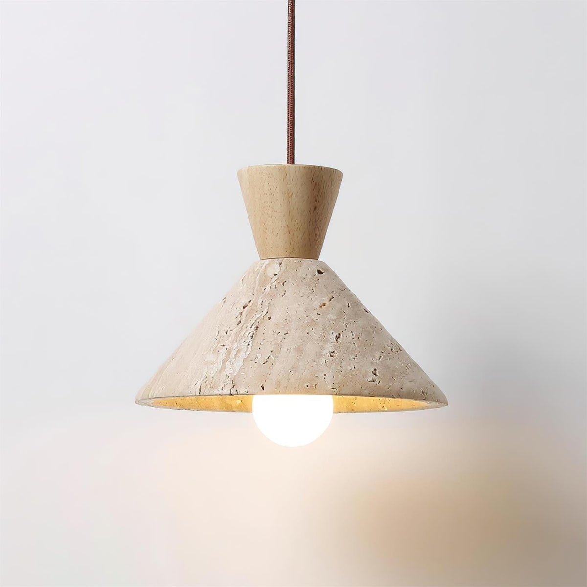 Caliva lámpara colgante con forma de sombrero de travertino natural