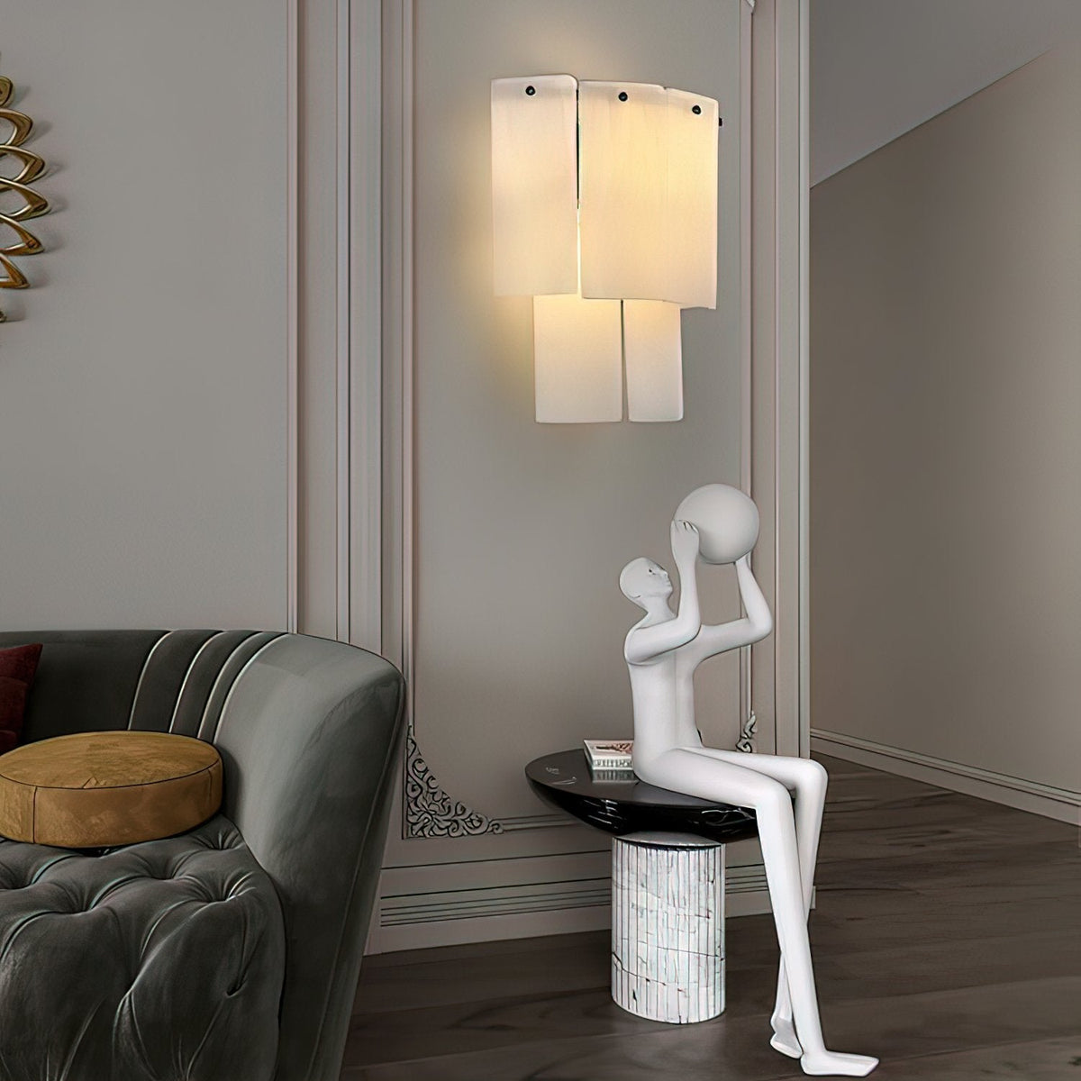 Corvane aplique de pared con placas de alabastro fracturado