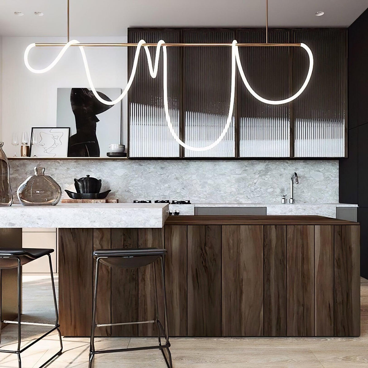 Vocor lámpara de araña Flexible Silicona Curva moderna Elegante