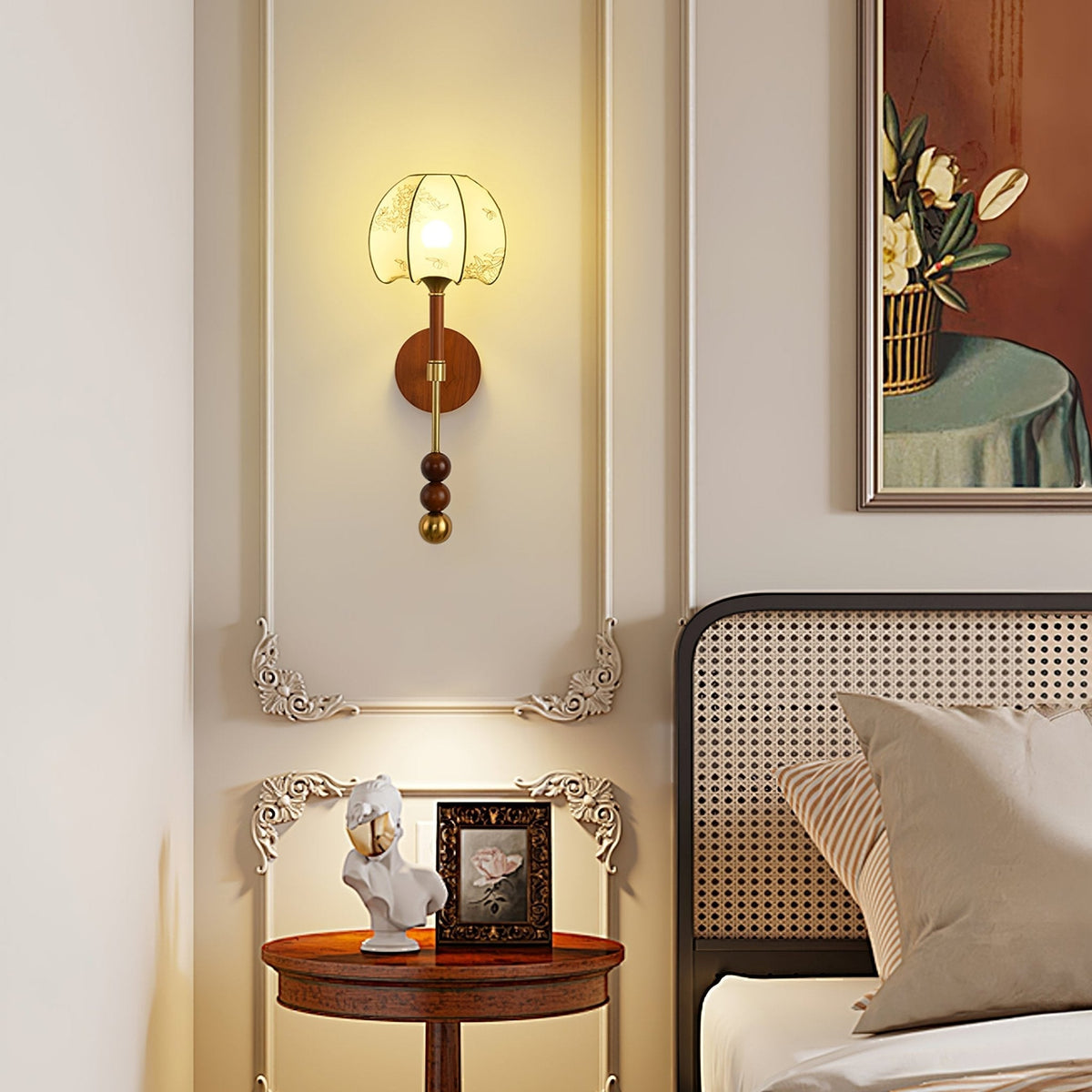 Hilda aplique de pared Roma elegancia de madera