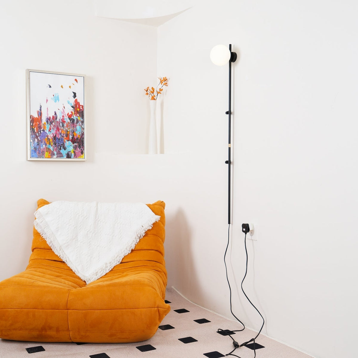Curaeion aplique de pared moderno minimalista con vidrio y enchufe enchufable