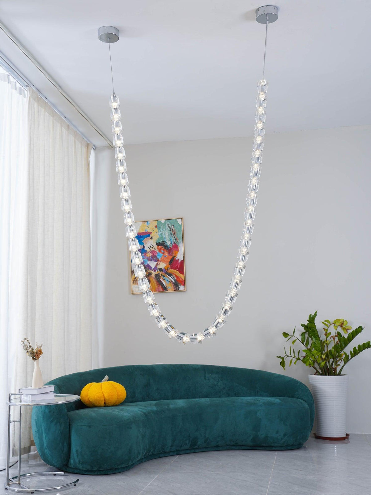Elyisaine lámpara de araña cristal dorado LED 3-Line