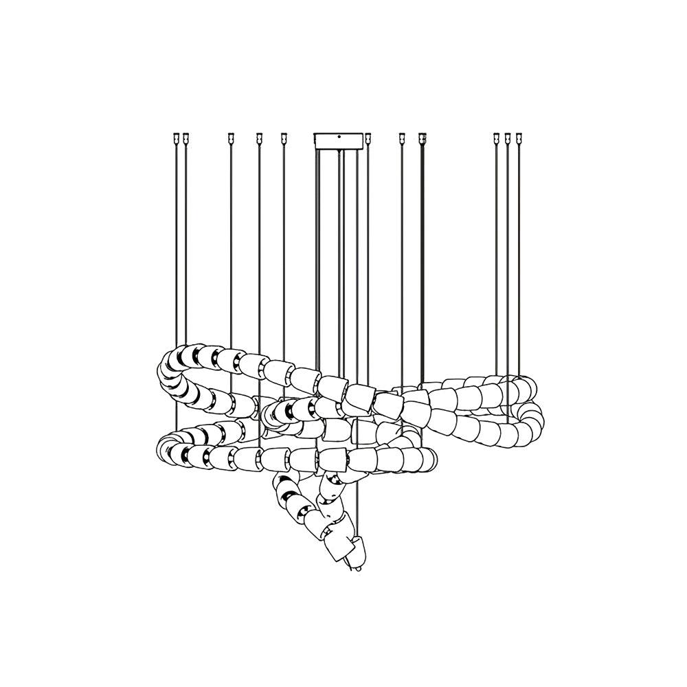Elyisaine lámpara de araña cristal dorado LED 3-Line