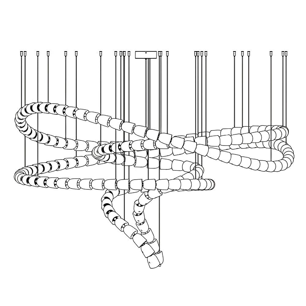 Elyisaine lámpara de araña cristal dorado LED 3-Line