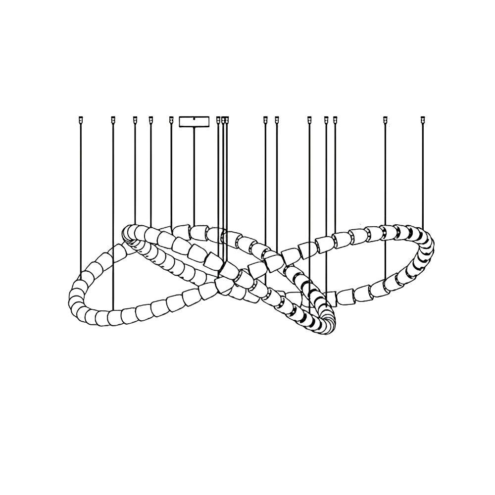 Elyisaine lámpara de araña cristal dorado LED 3-Line
