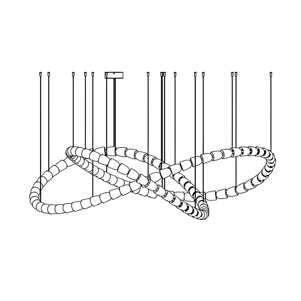 Elyisaine lámpara de araña cristal dorado LED 3-Line