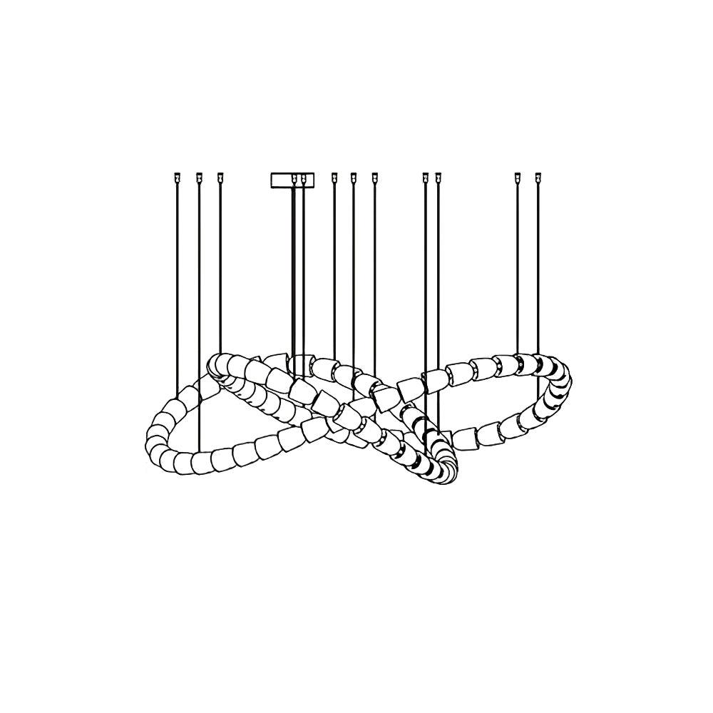 Elyisaine lámpara de araña cristal dorado LED 3-Line