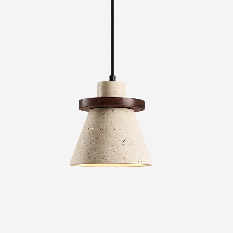 Virela lámpara colgante de madera con acabado en travertino estilo minimalista
