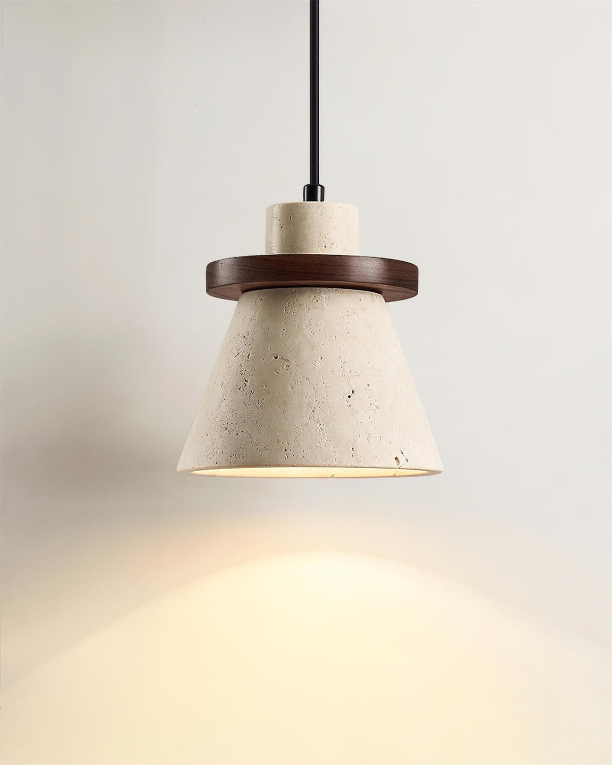 Virela lámpara colgante de madera con acabado en travertino estilo minimalista