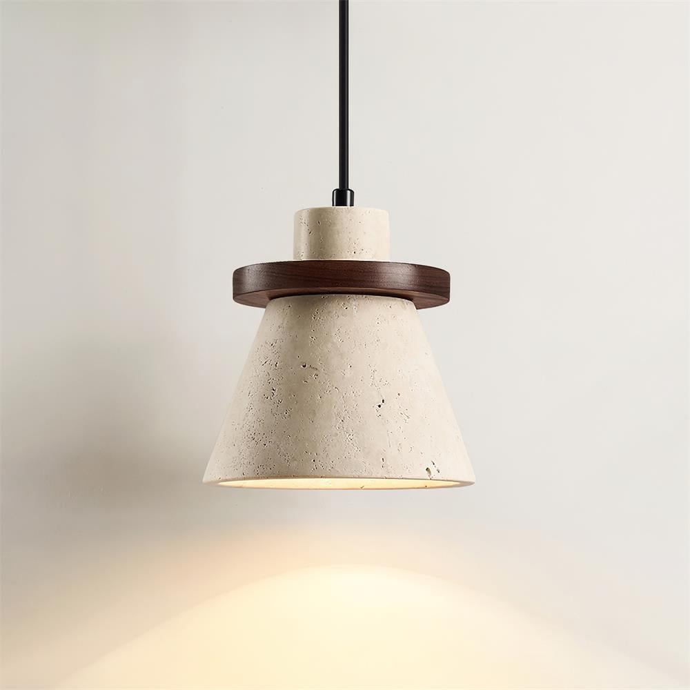 Virela lámpara colgante de madera con acabado en travertino estilo minimalista