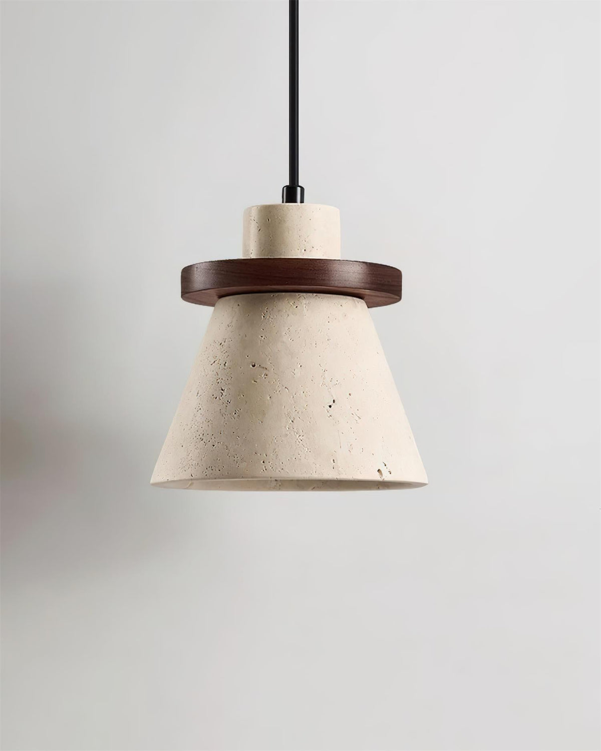 Virela lámpara colgante de madera con acabado en travertino estilo minimalista