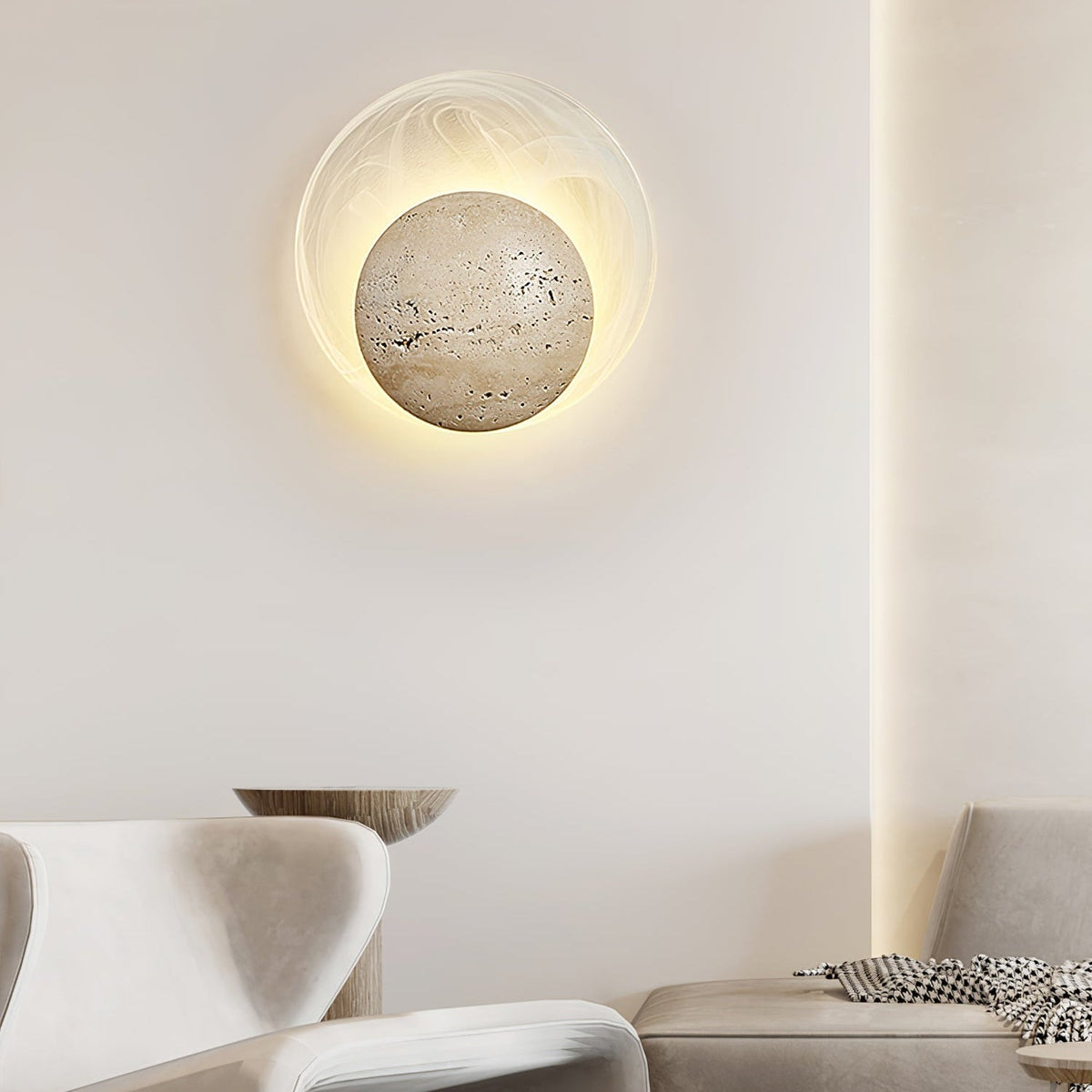 Serinette Orin aplique de pared de travertino