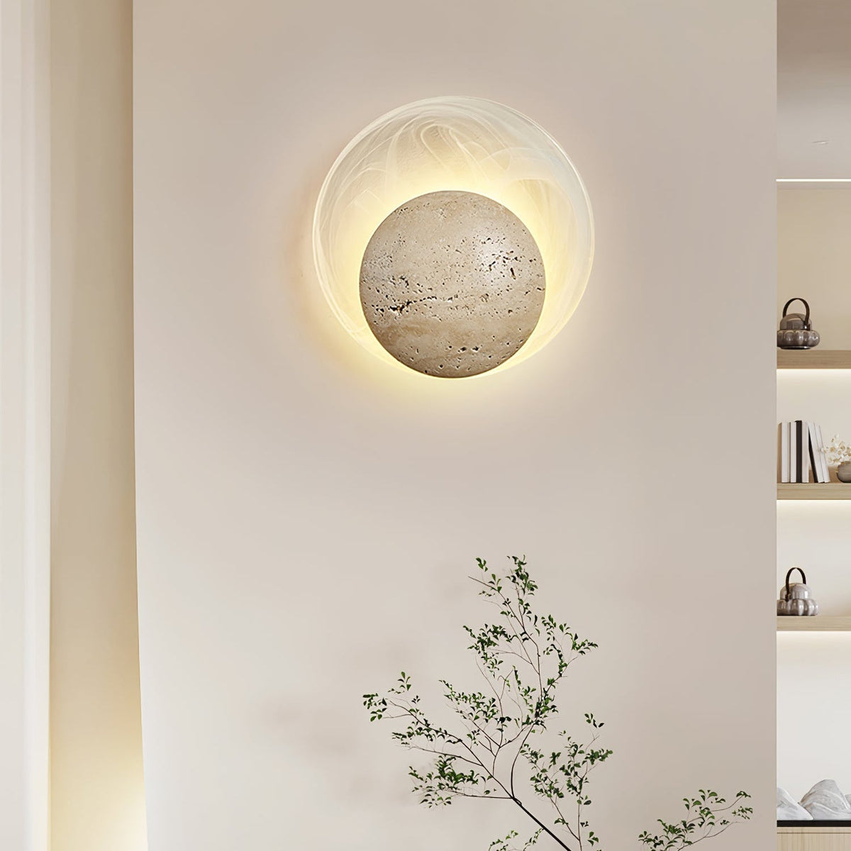 Serinette Orin aplique de pared de travertino