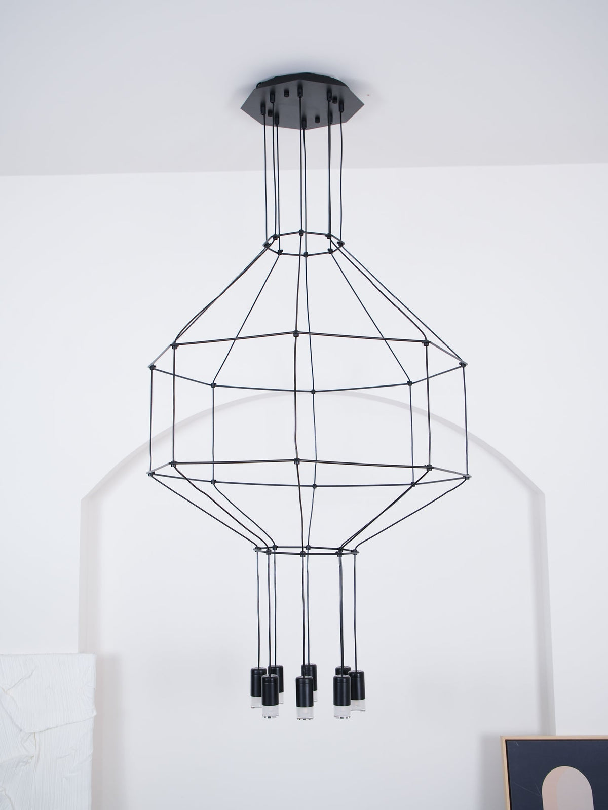 Elaalora lámpara colgante geométrica de cable negro LED