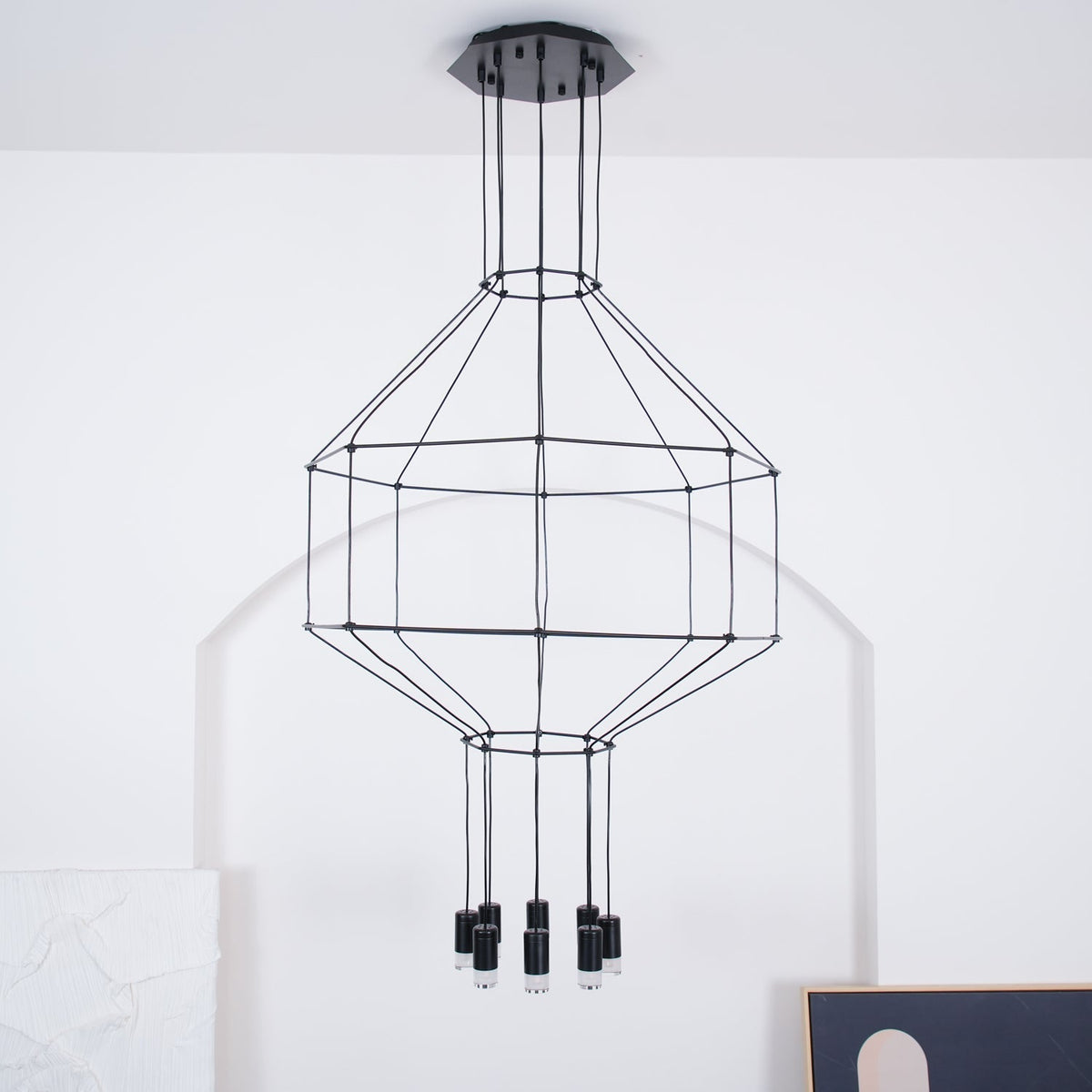 Elaalora lámpara colgante geométrica de cable negro LED