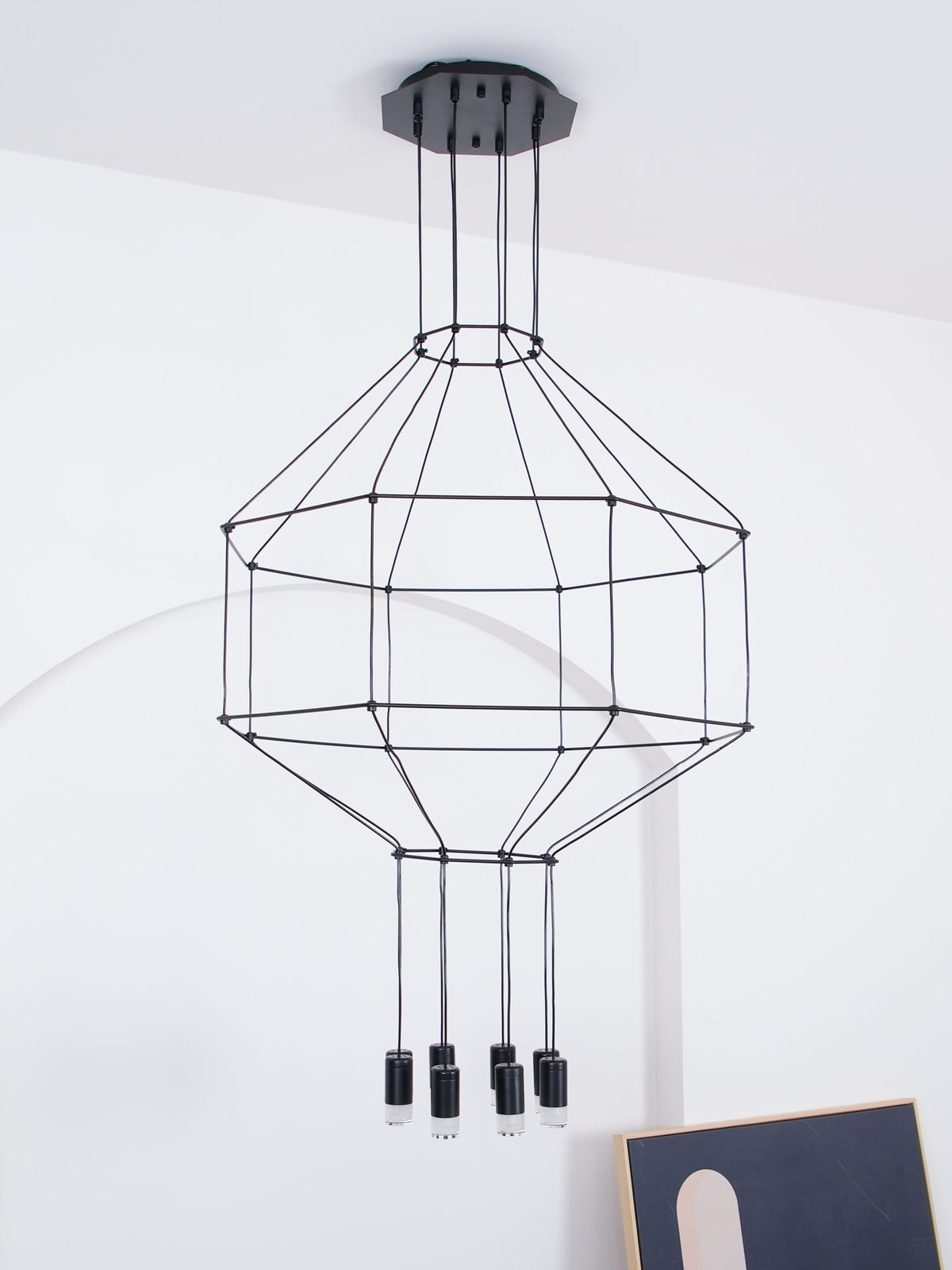 Elaalora lámpara colgante geométrica de cable negro LED
