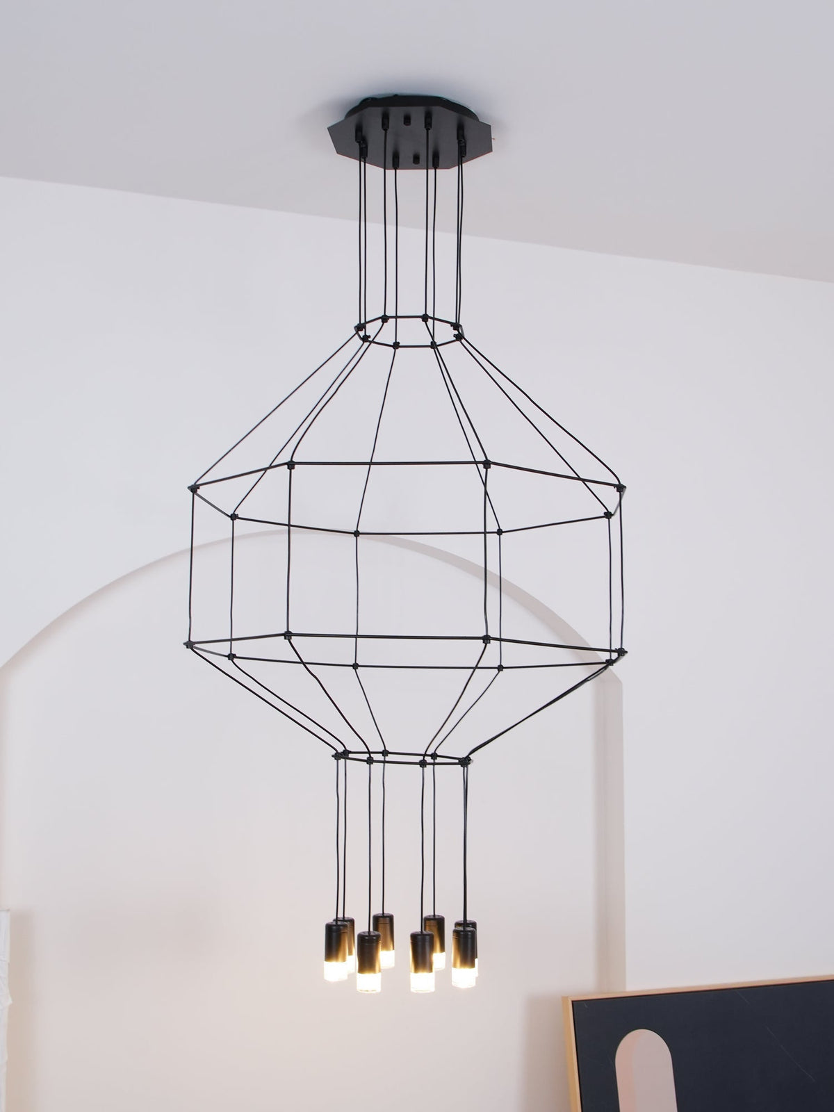 Elaalora lámpara colgante geométrica de cable negro LED