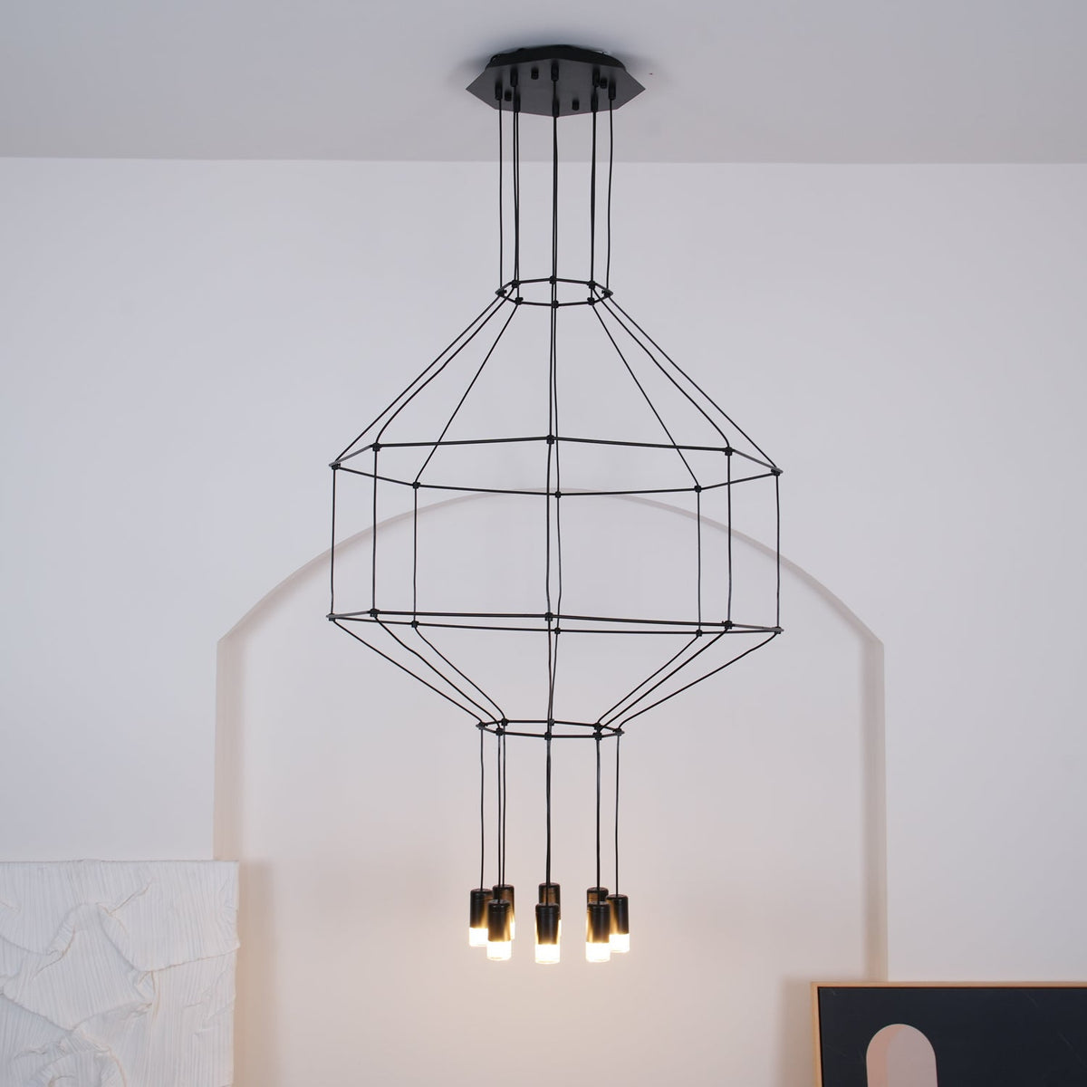 Elaalora lámpara colgante geométrica de cable negro LED