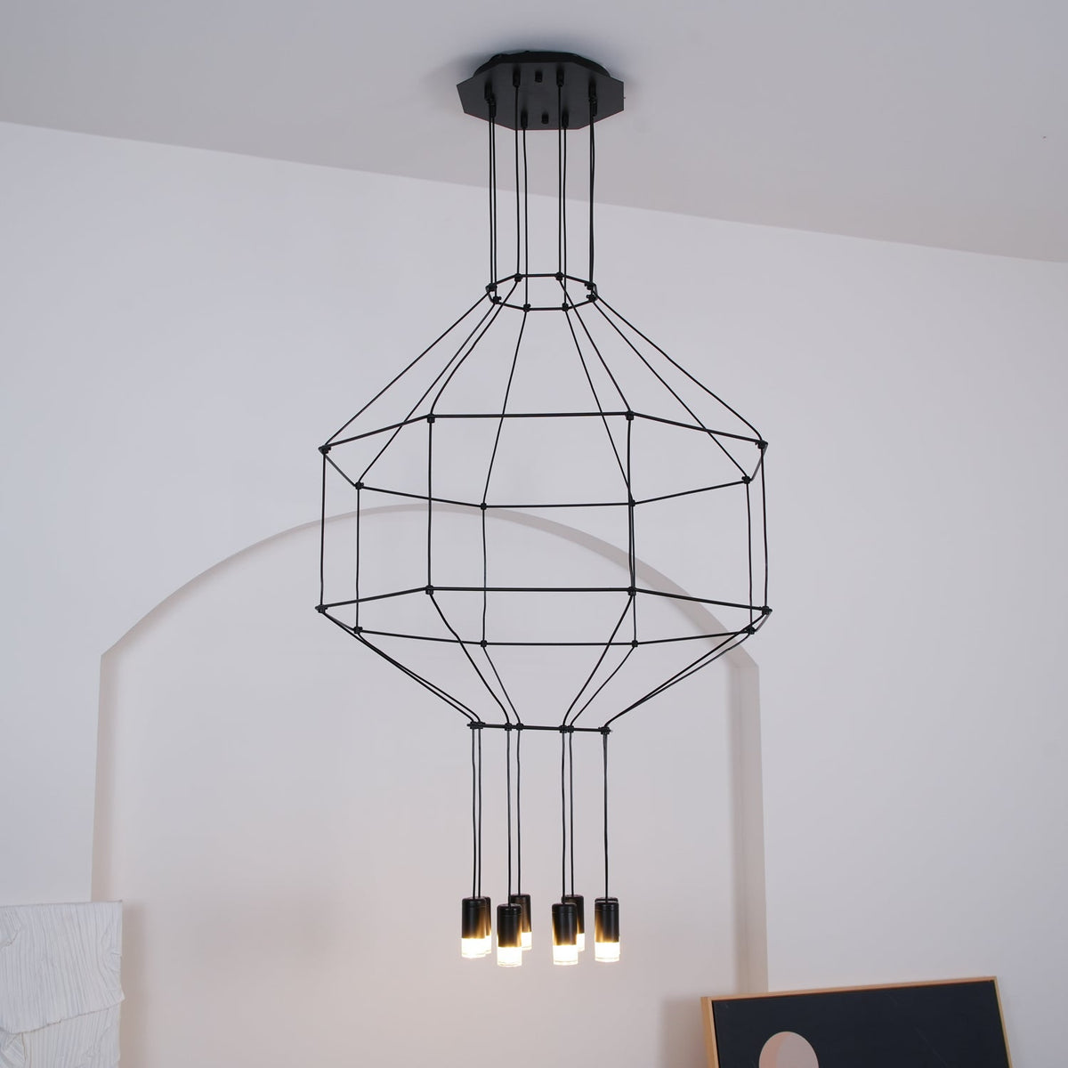 Elaalora lámpara colgante geométrica de cable negro LED
