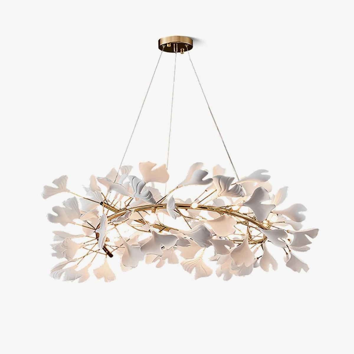 Umberis lámpara colgante Gingko Hojas de Porcelana dorada