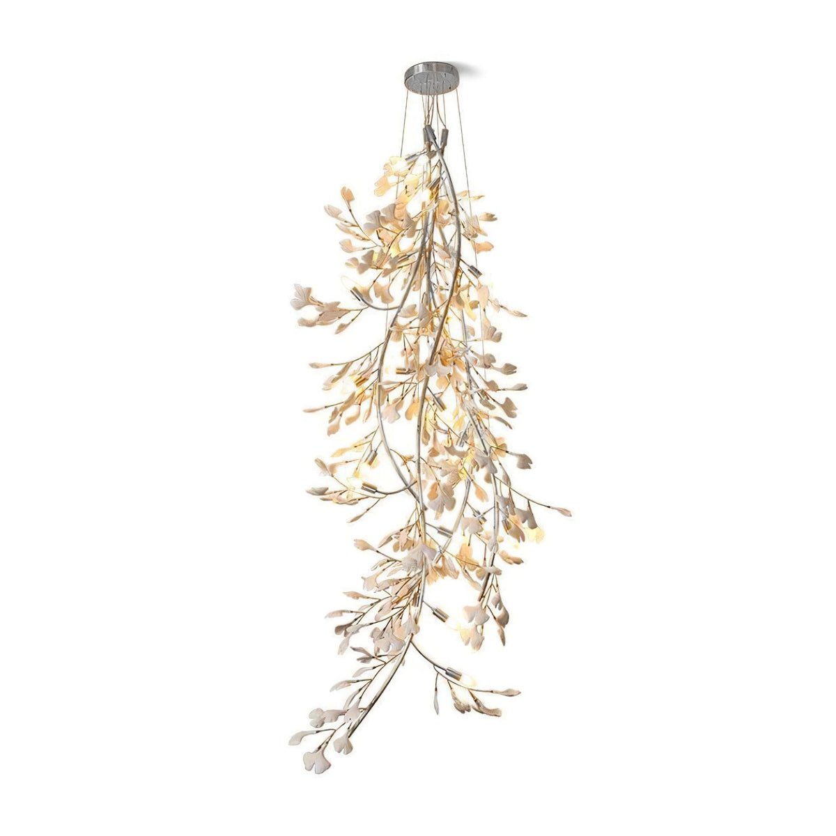 Ivmarel lámpara de araña Gingko Long Branch de cerámica