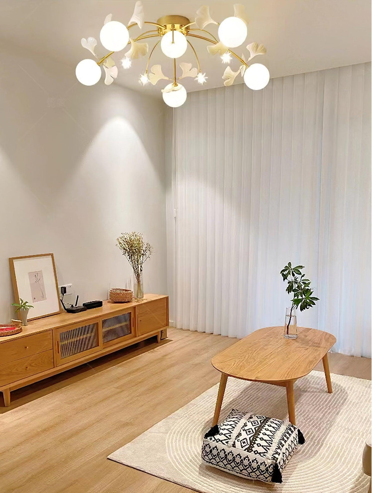 Celalaya lámpara de techo Ginkgo vidrio para sala de estar