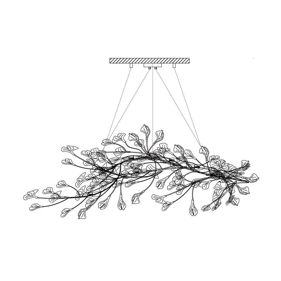 Calix lámpara de araña marco cerámica sombra hoja ginkgo blanco dorado moderno