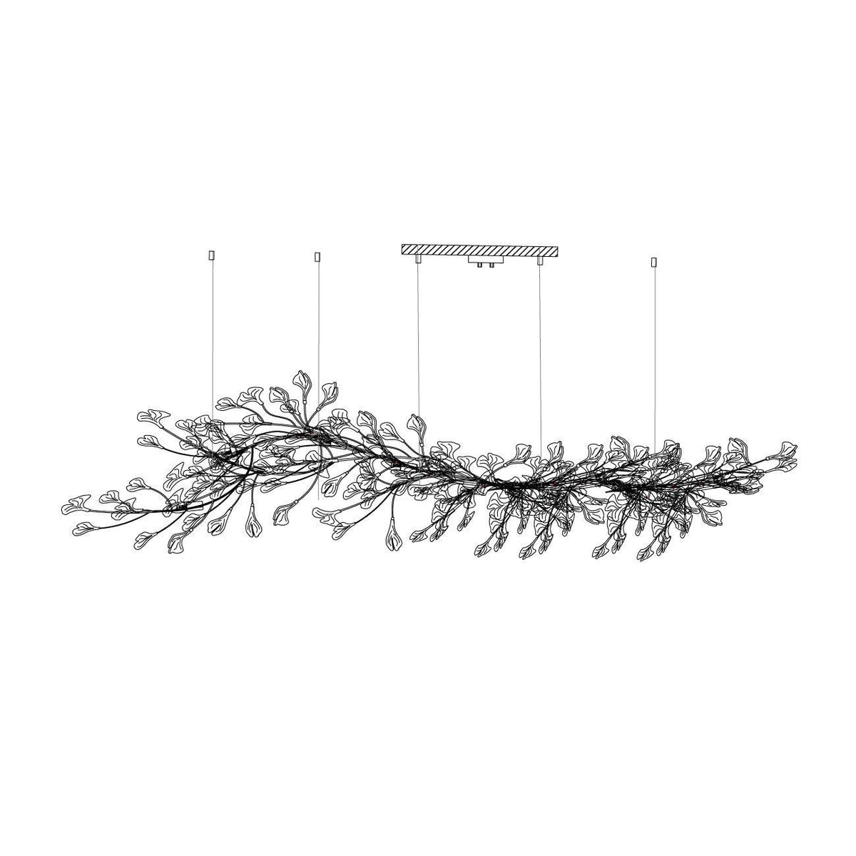 Calix lámpara de araña marco cerámica sombra hoja ginkgo blanco dorado moderno