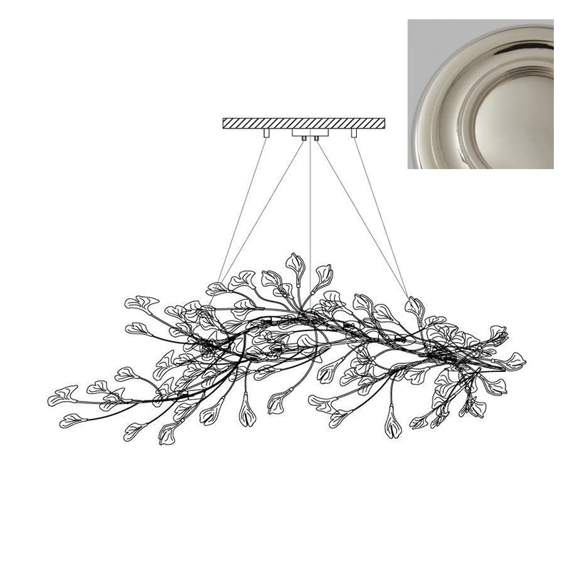 Calix lámpara de araña marco cerámica sombra hoja ginkgo blanco dorado moderno