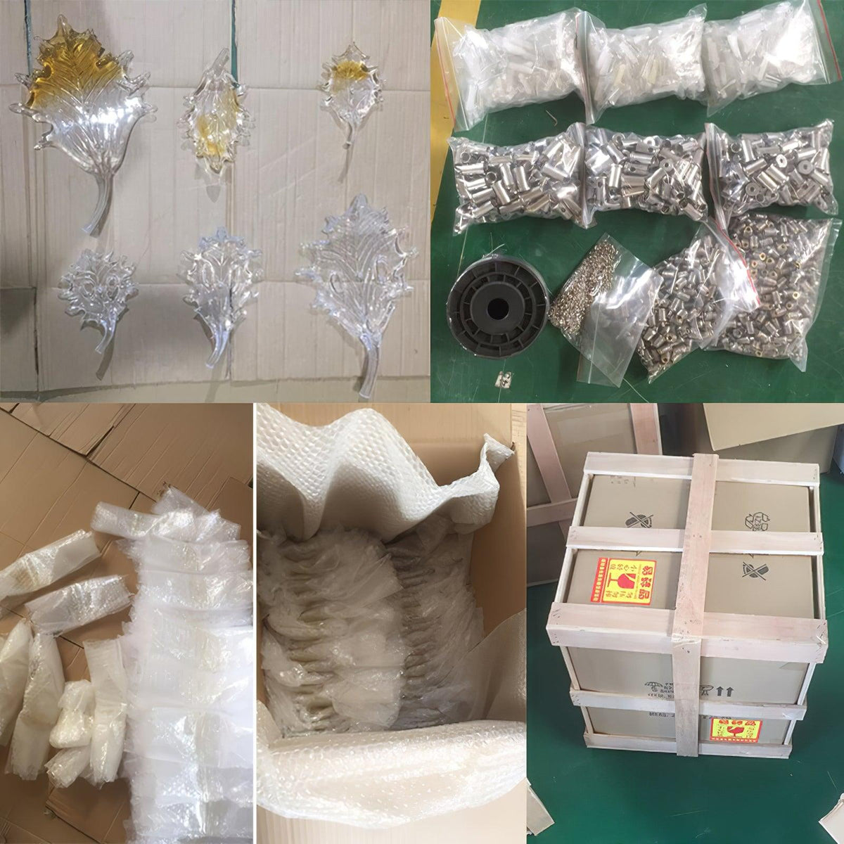 Aetherial lámpara de araña de vidrio con forma de hoja