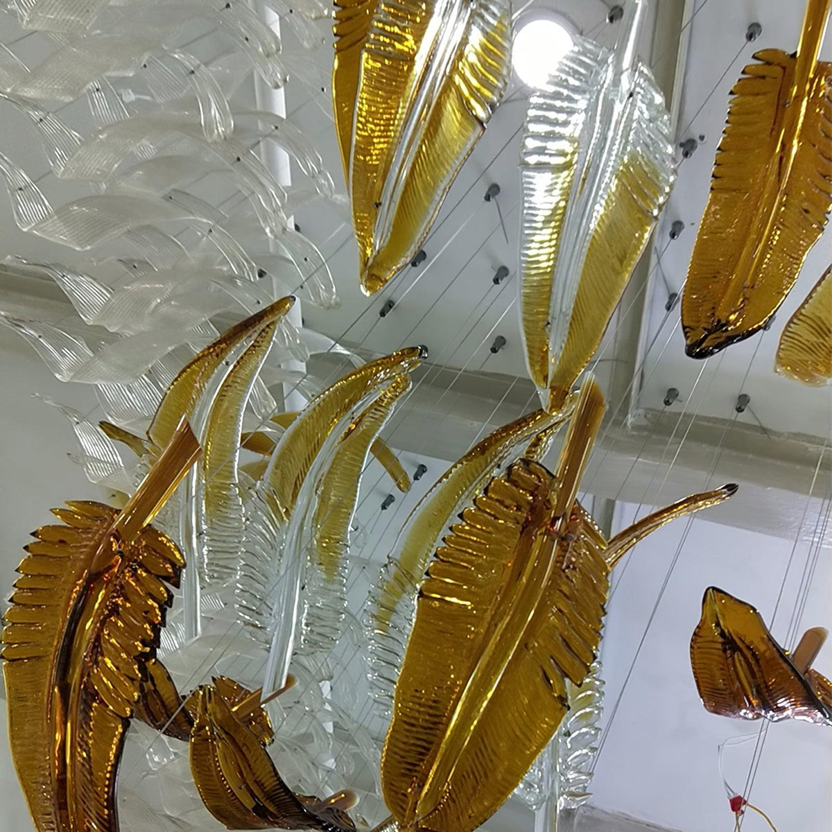 Aetherial lámpara de araña de vidrio con forma de hoja