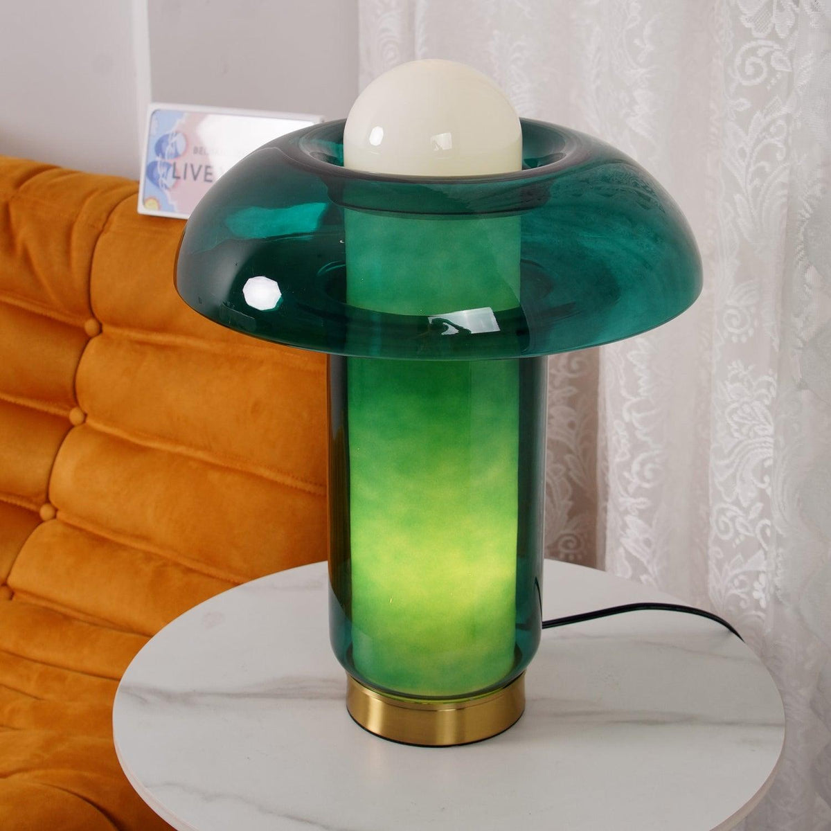 Navlen lámpara de mesa de vidrio verde