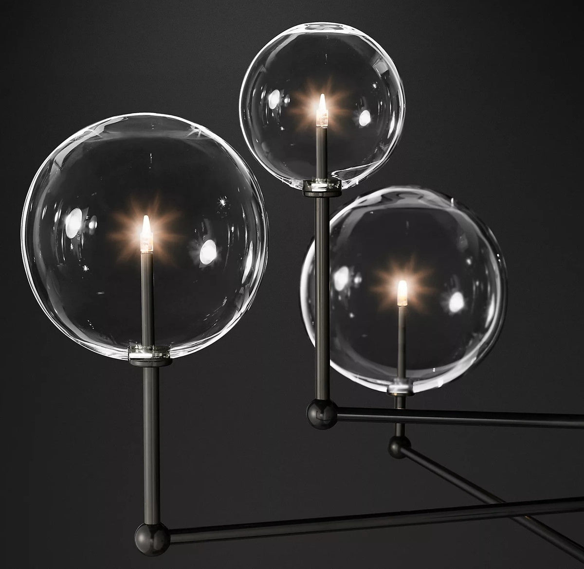 Orbit lámpara de araña contemporánea con bolas de vidrio
