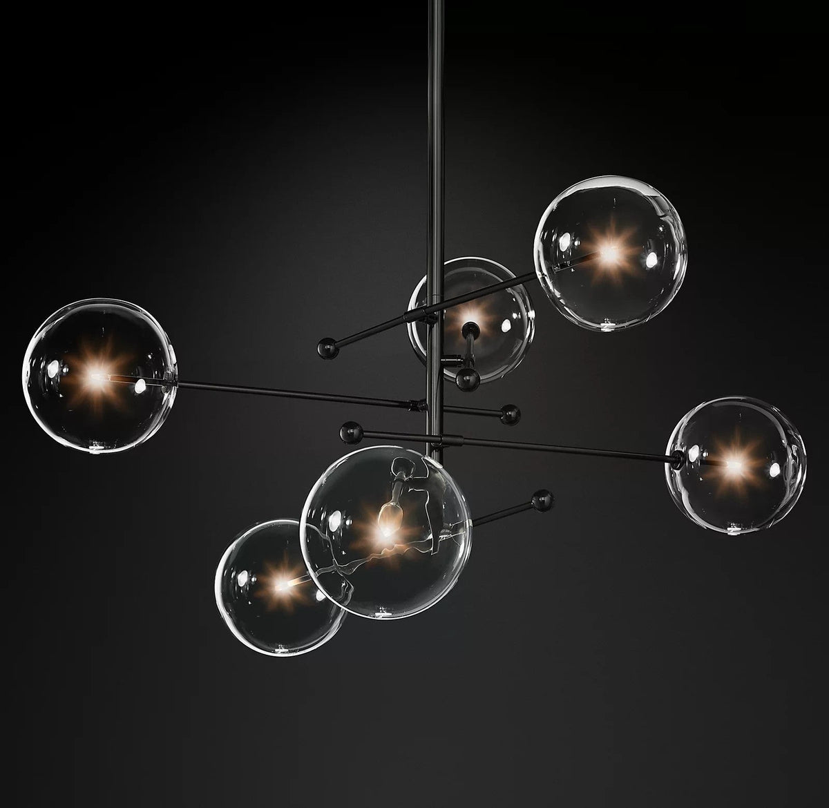 Orbit lámpara de araña contemporánea con bolas de vidrio