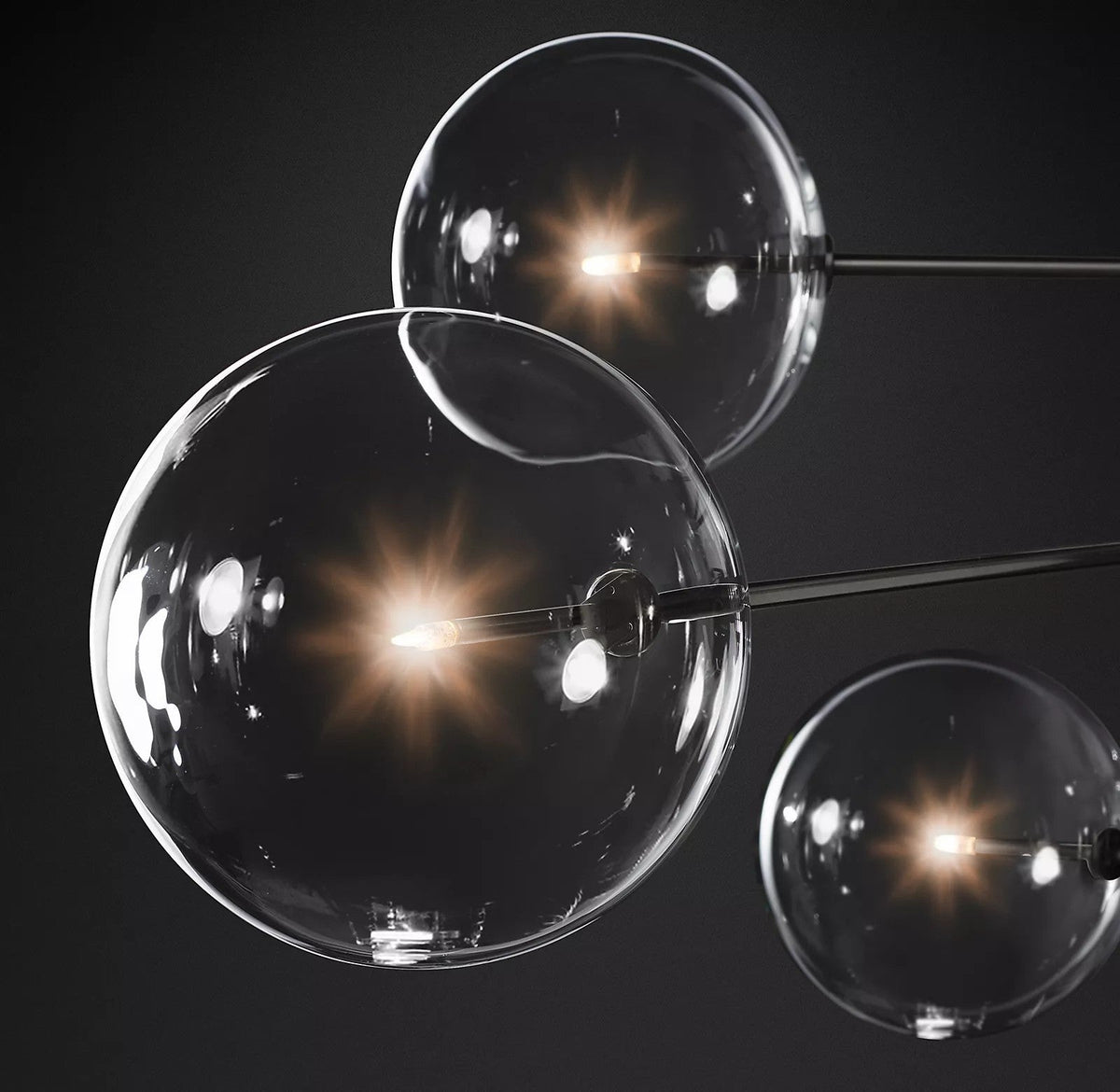 Orbit lámpara de araña contemporánea con bolas de vidrio
