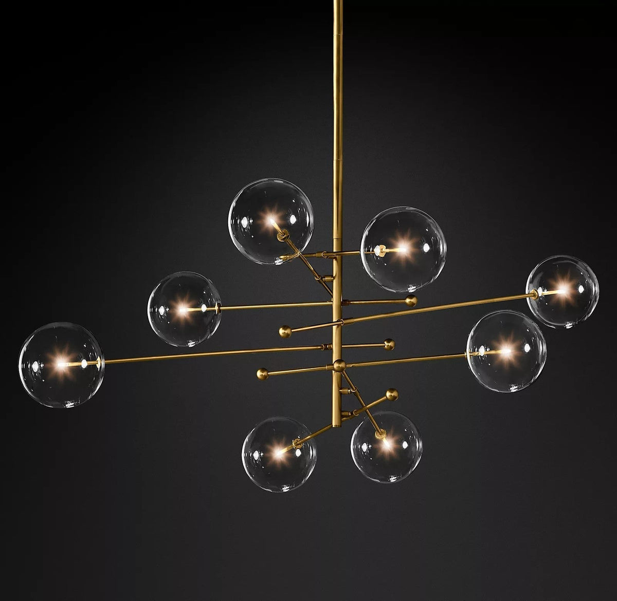 Orbit lámpara de araña contemporánea con bolas de vidrio