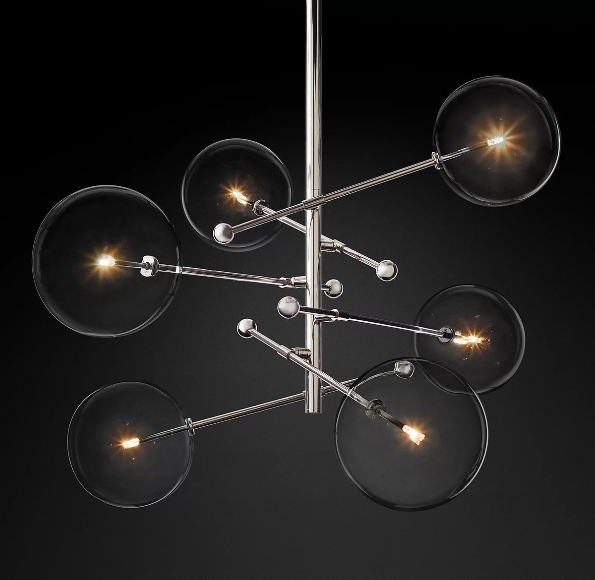 Orbit lámpara de araña contemporánea con bolas de vidrio