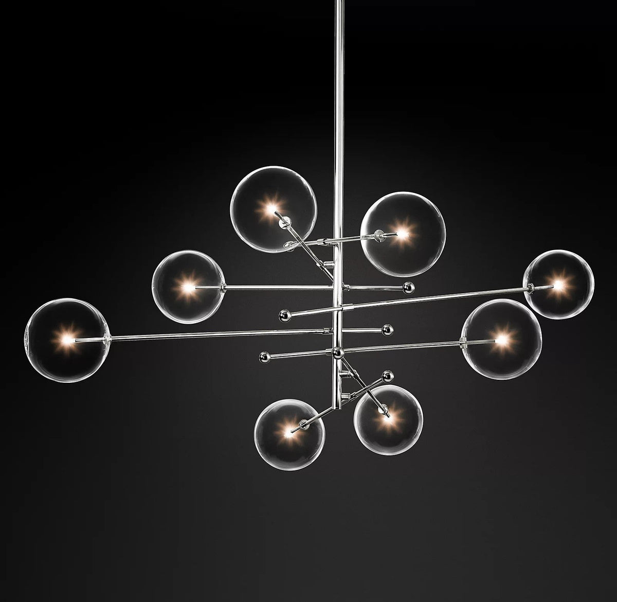 Orbit lámpara de araña contemporánea con bolas de vidrio